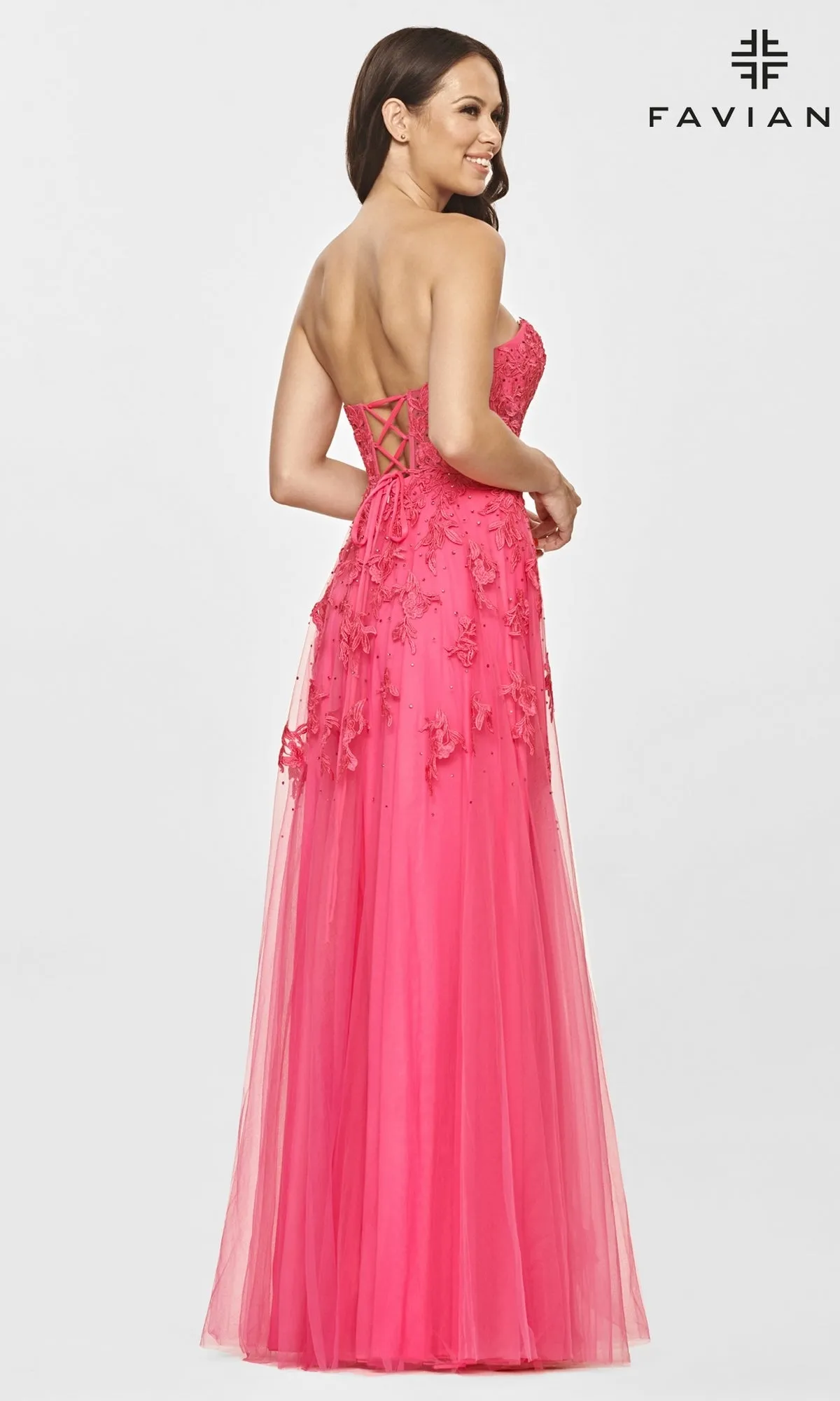Faviana Strapless Sweetheart Long Lace Prom Dress sold by PromGirl product image thumbnail 2