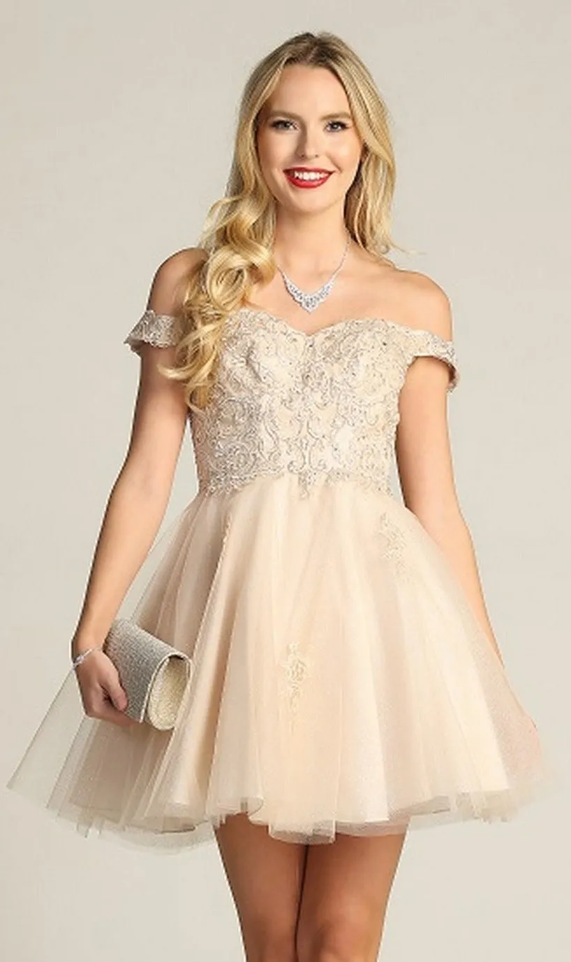 Beaded-Corset Short Babydoll Hoco Dress C314 sold by PromGirl