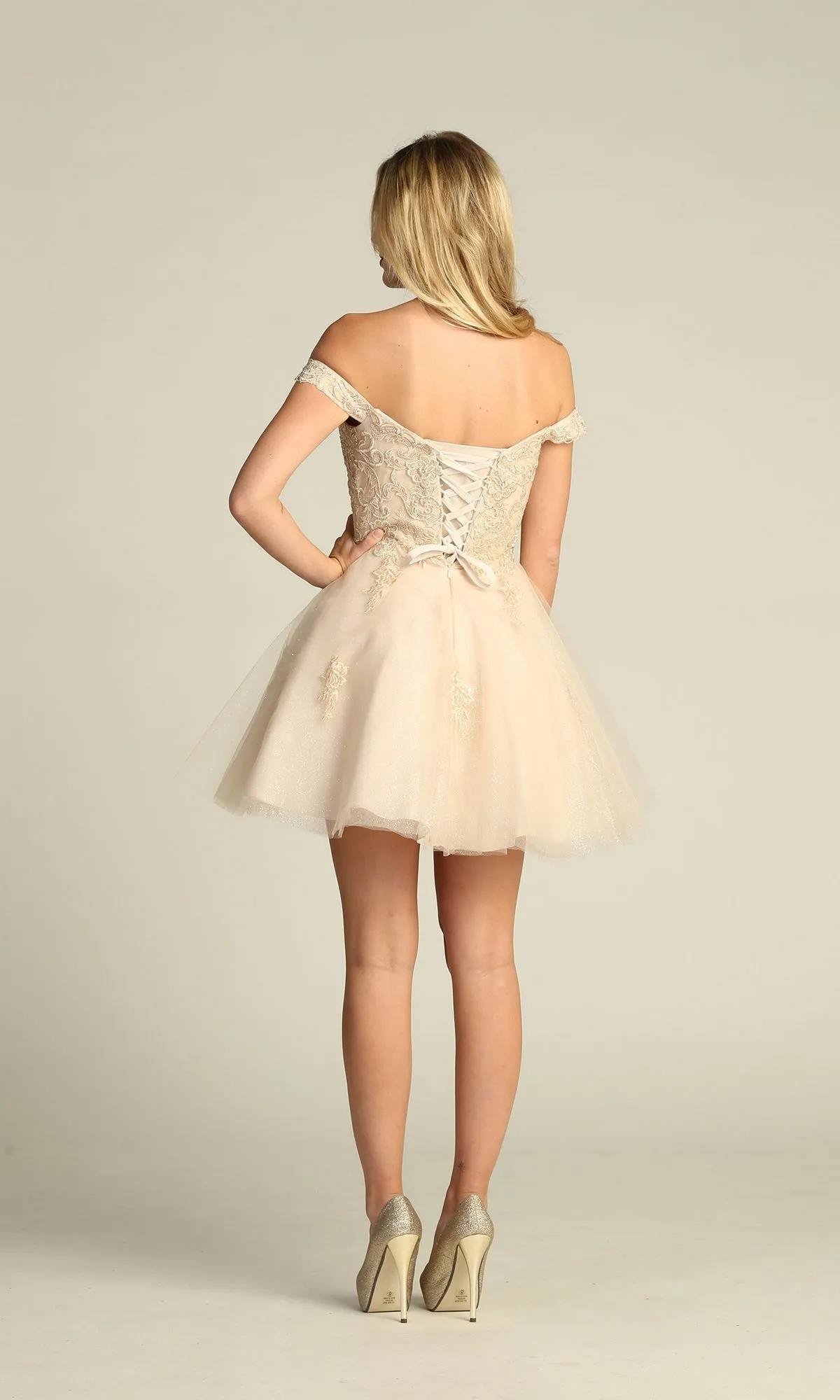 Beaded-Corset Short Babydoll Hoco Dress C314 sold by PromGirl product image thumbnail 2