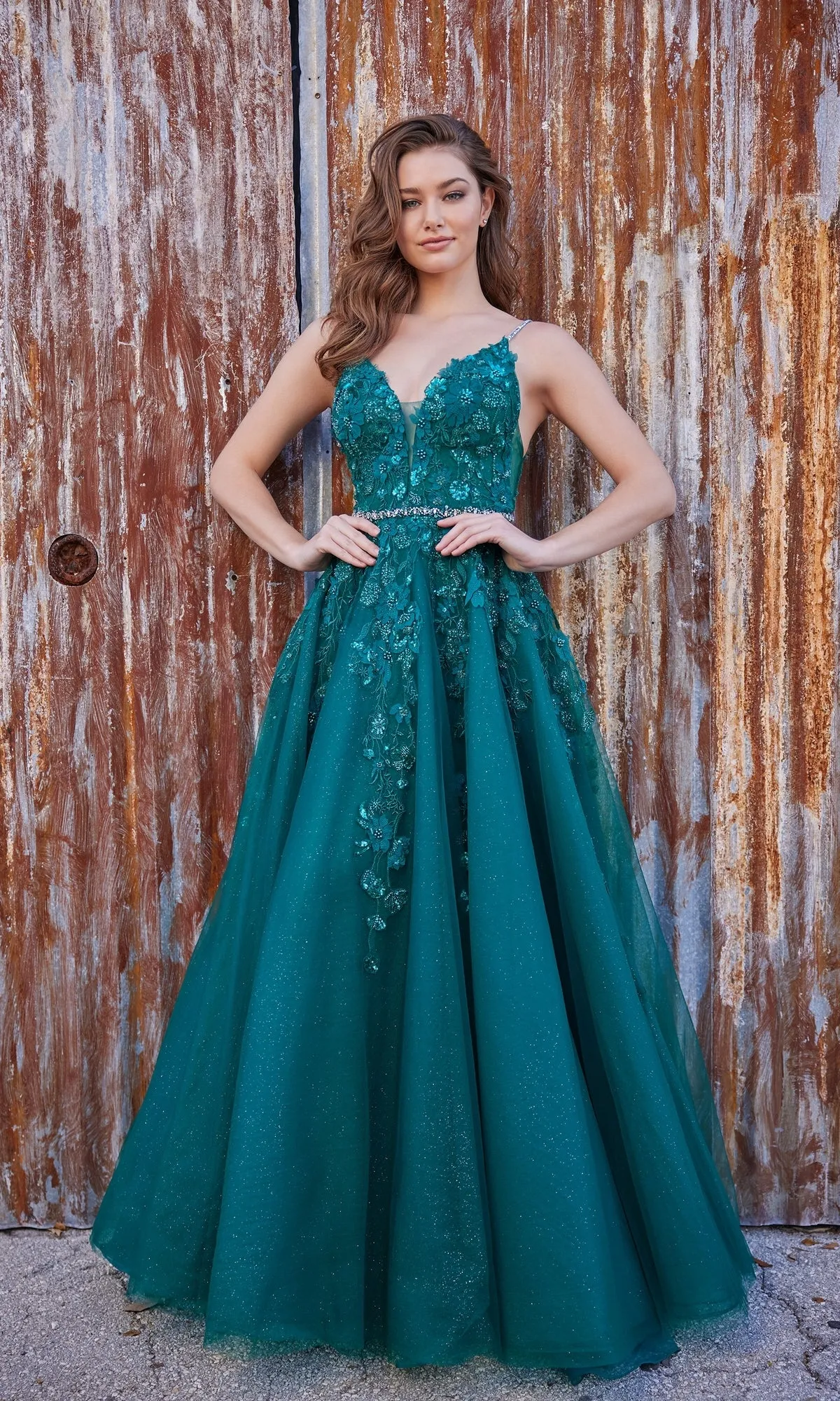 Floral-Lace Ellie Wilde Long Prom Dress EW35113 sold by PromGirl