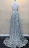 High-Low Backless Silver Glitter Prom Dress BZ017 sold by PromGirl
