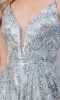 High-Low Backless Silver Glitter Prom Dress BZ017 sold by PromGirl