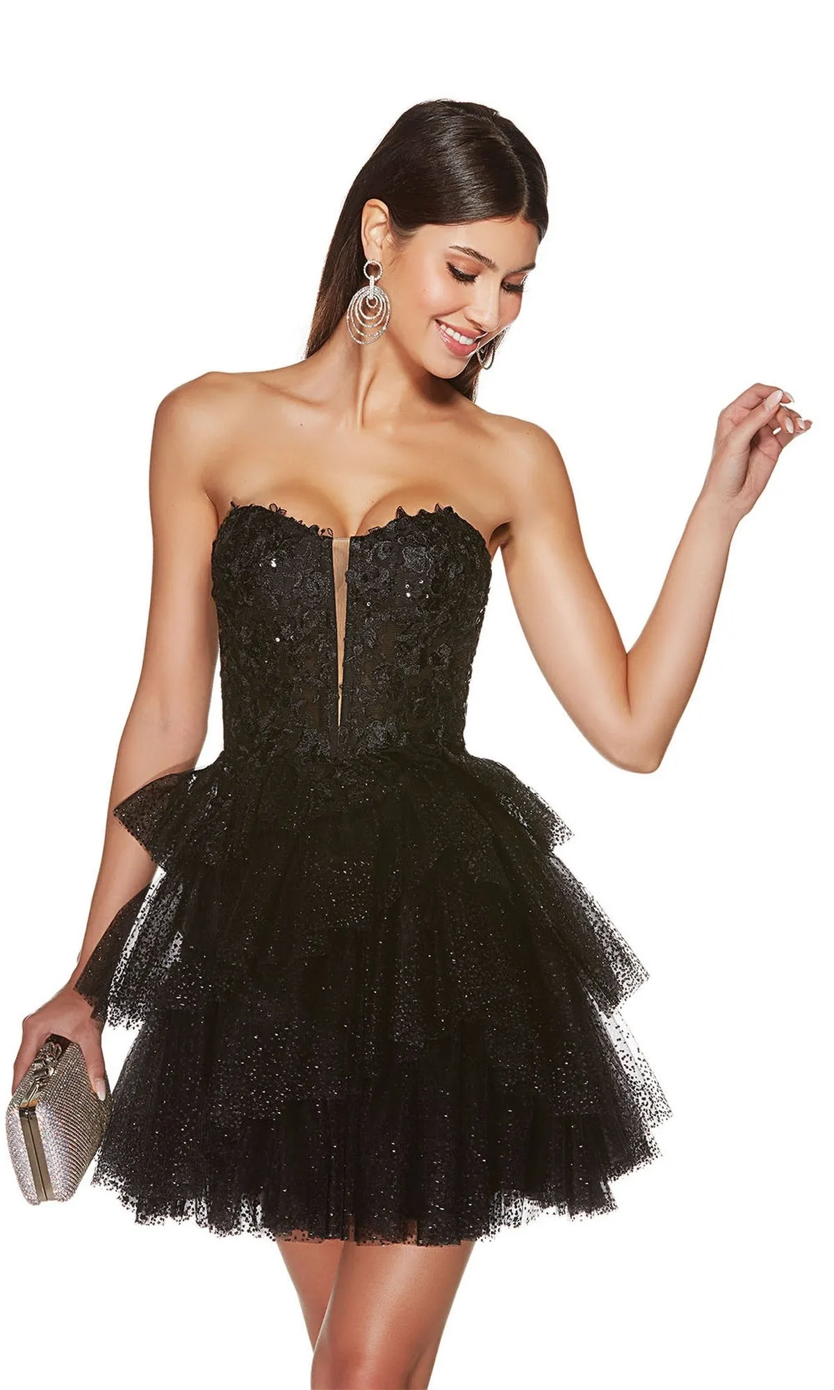 Alyce Strapless Short Black Homecoming Dress 3766 sold by PromGirl product image thumbnail 4