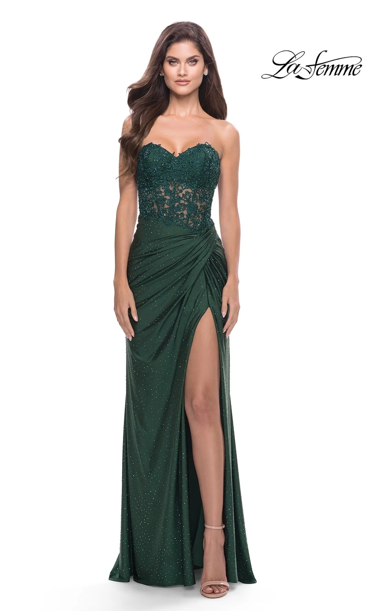 La Femme Strapless Sheer-Waist Prom Dress 31343 sold by PromGirl product image thumbnail 4