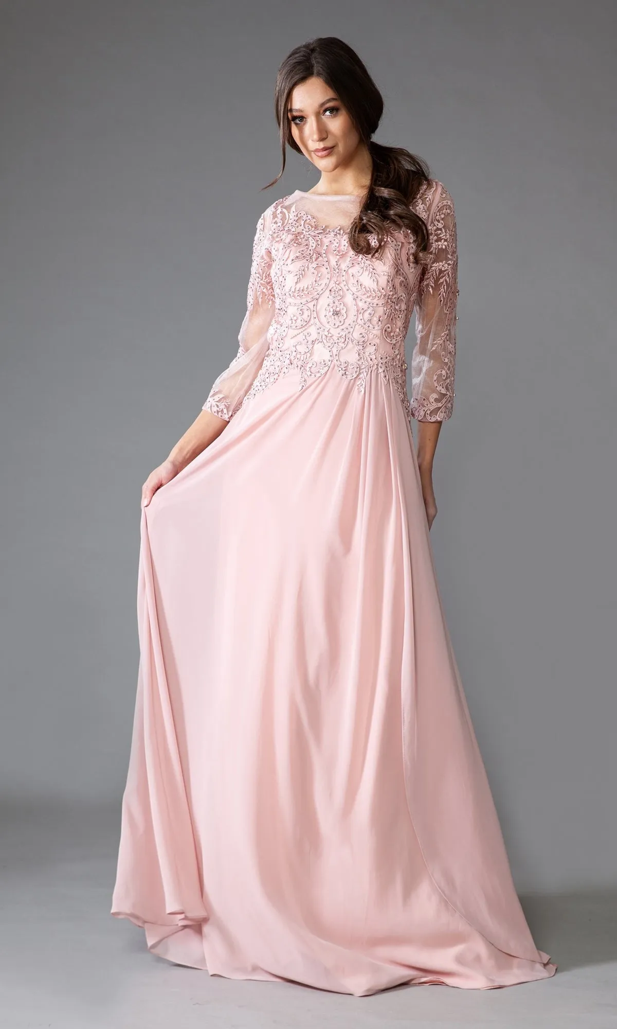 Modest Long-Sleeve Mother-of-the-Bride Dress 7043 sold by PromGirl product image thumbnail 3