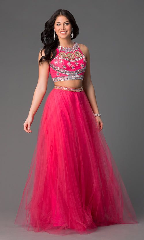 Long Two-Piece Prom Ball Gown sold by PromGirl