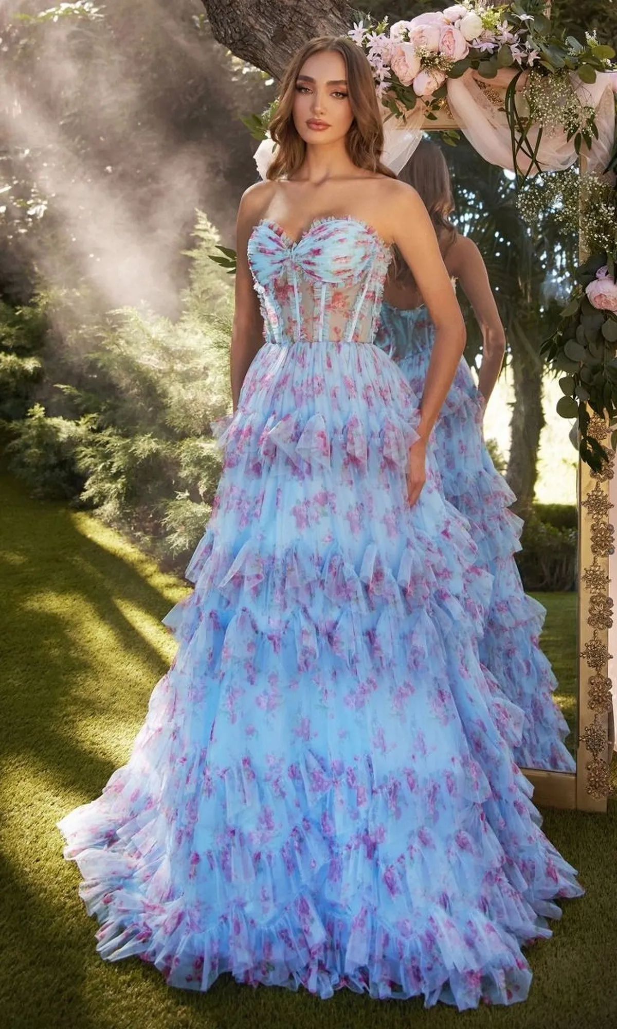 Strapless Print Prom Dress: Andrea and Leo A1334 sold by PromGirl product image thumbnail 3