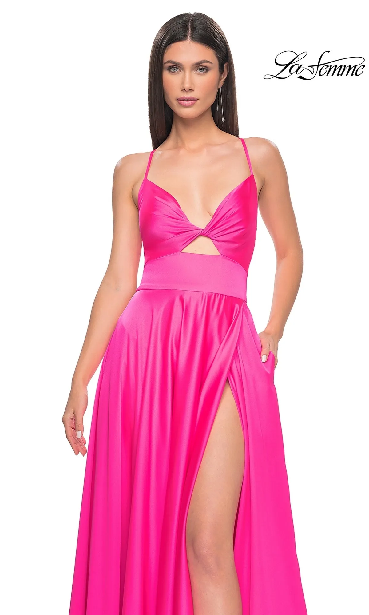 La Femme Twist-Front Long A-Line Prom Dress 31412 sold by PromGirl product image thumbnail 4