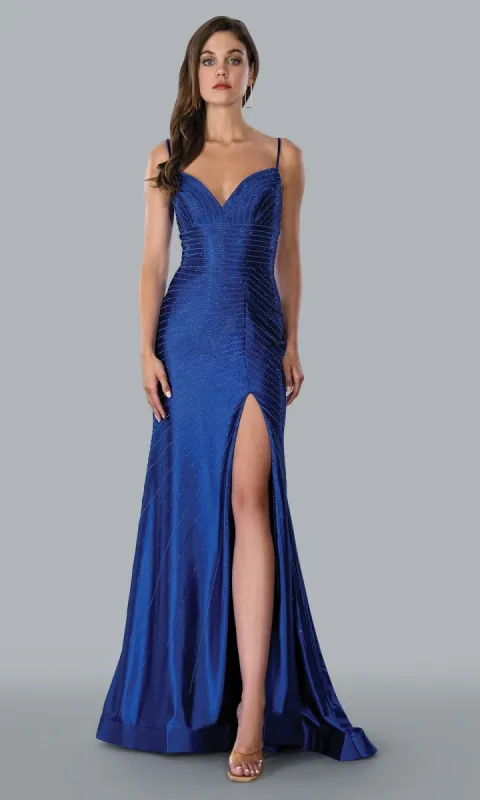 Lace-Up Long Prom Dress with Beads 23185 sold by PromGirl