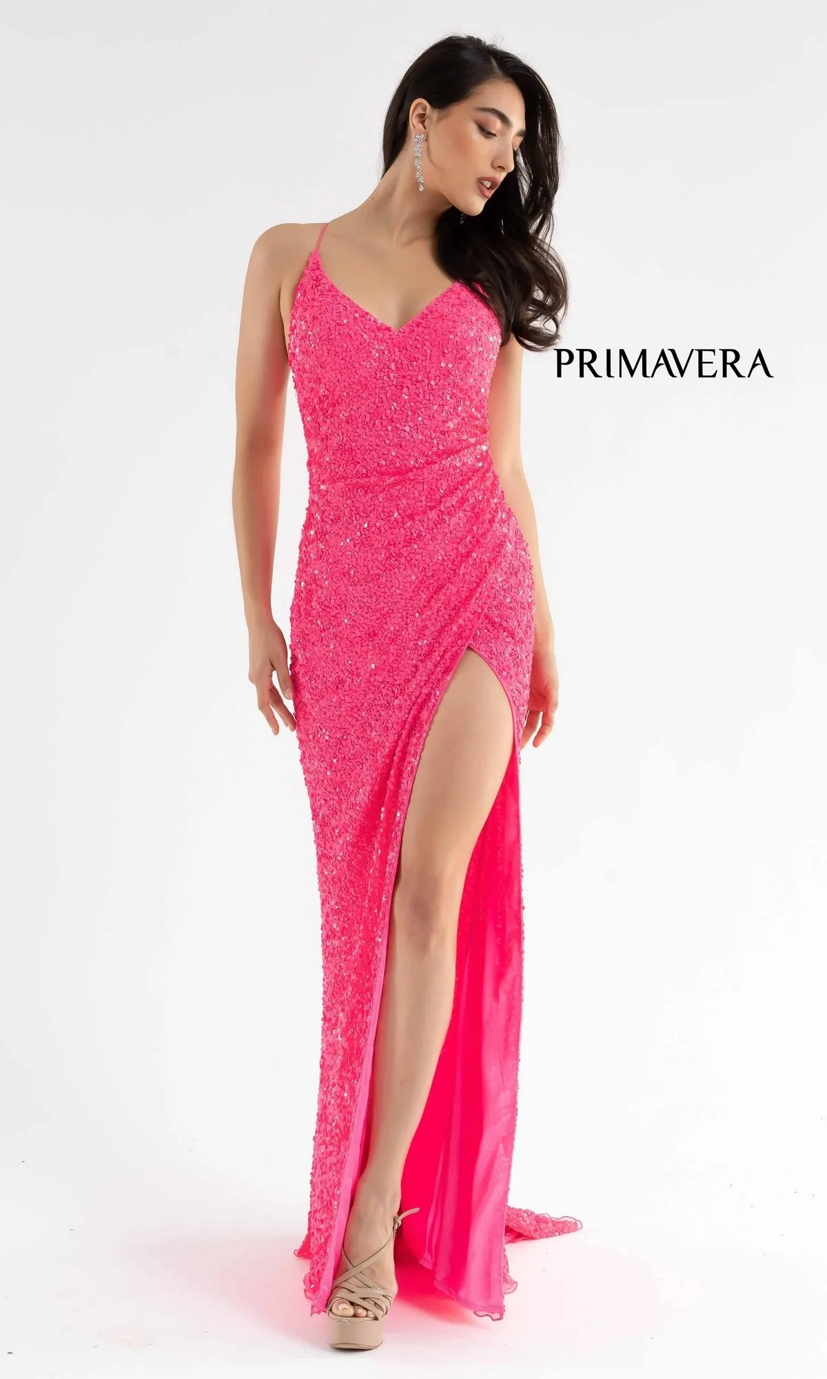 Bright Wrap-Style Long Sequin Prom Dress sold by PromGirl product image thumbnail 5