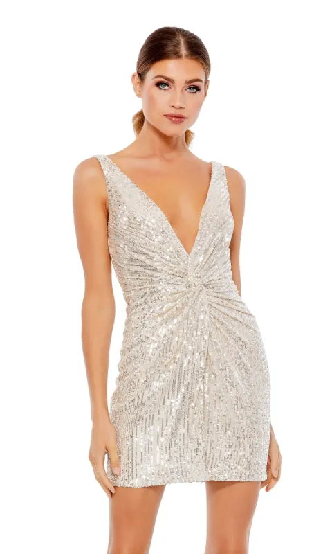 Twist-Front Silver Sequin Homecoming Dress 26496 sold by PromGirl