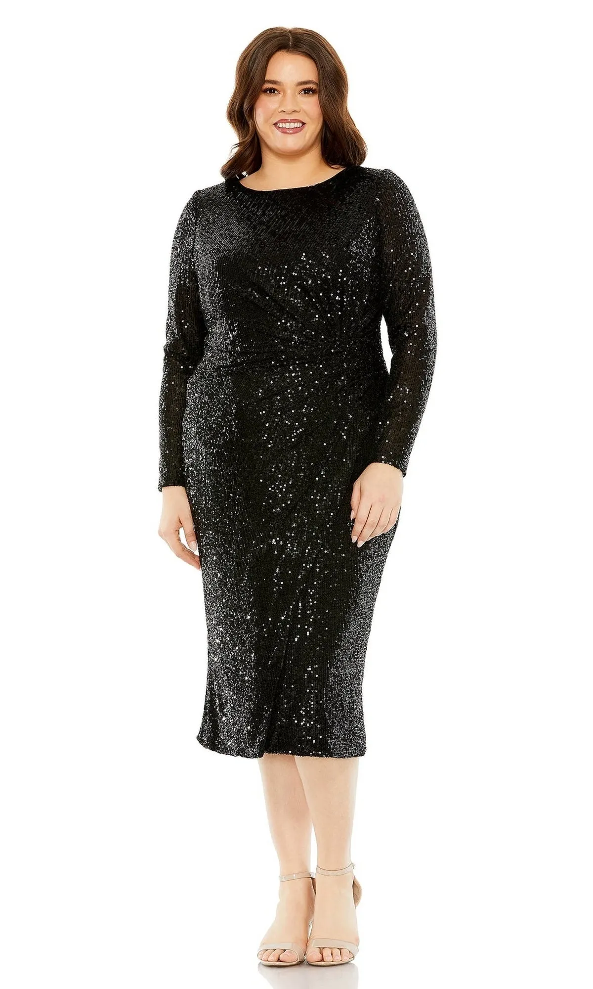 Knee-Length Plus-Size Sequin Party Dress 777025 sold by PromGirl