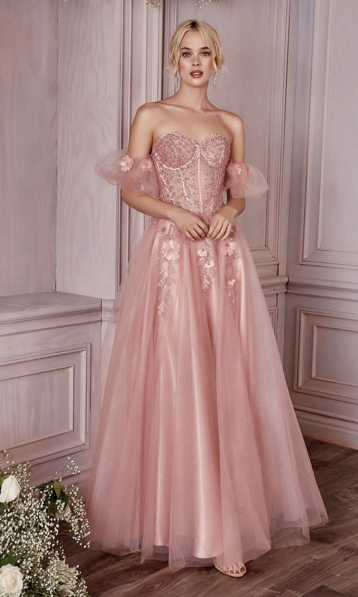Puff Sleeve Strapless Long Prom Dress CD0191 sold by PromGirl product image thumbnail 3