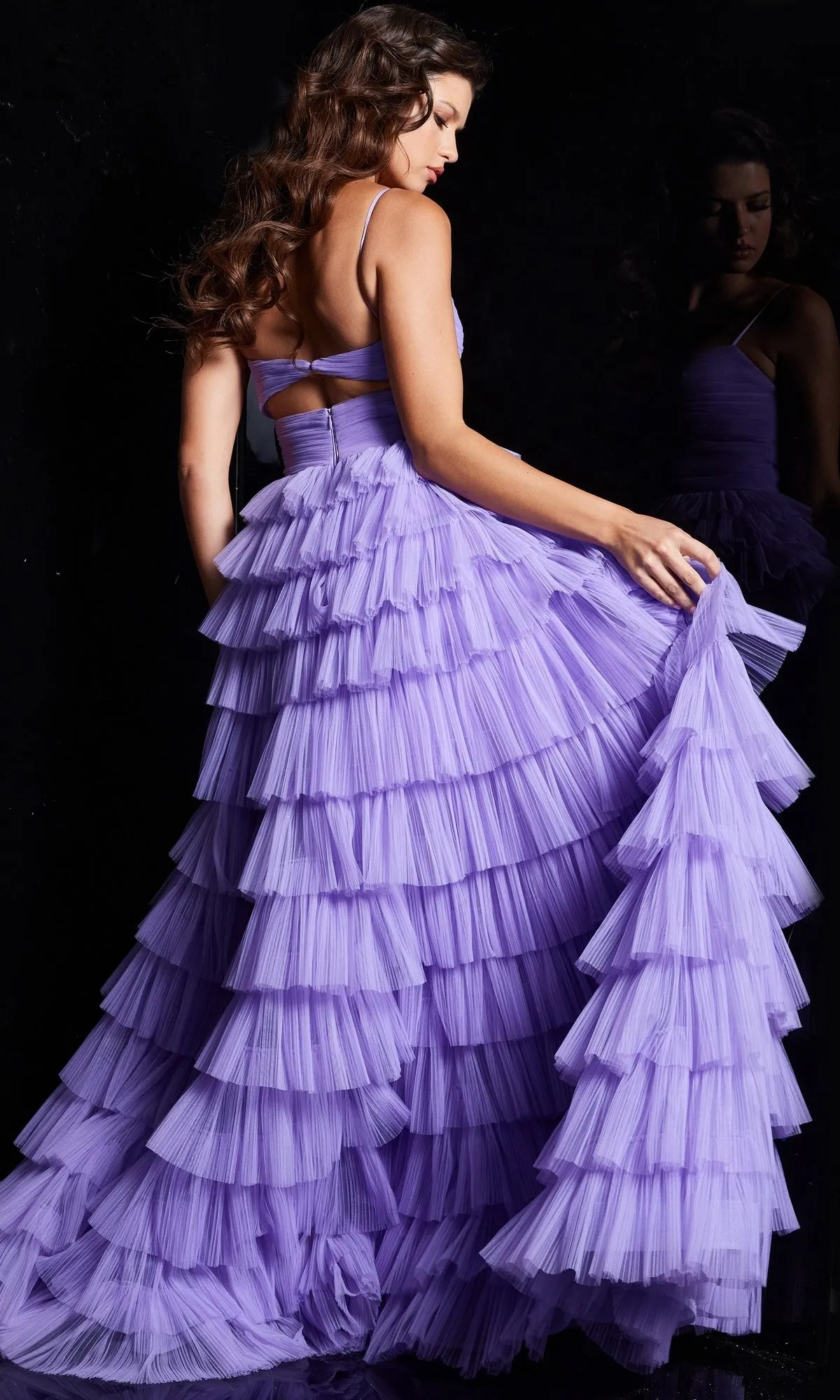 Jovani Cut-Out Long Ruffled Prom Ball Gown 38290 sold by PromGirl product image thumbnail 2