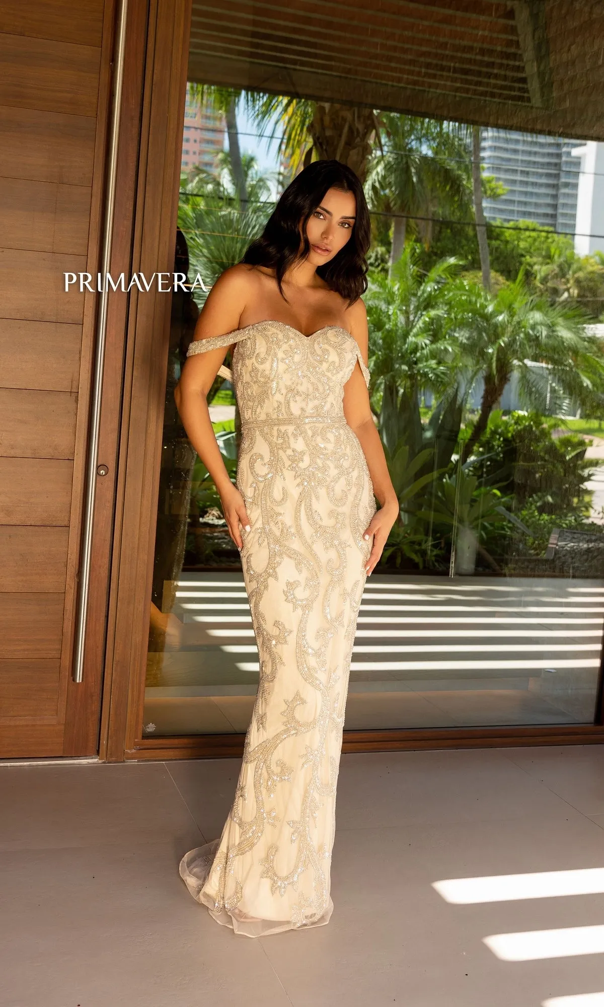 Primavera Beaded Off-the-Shoulder Prom Dress 12110 sold by PromGirl product image thumbnail 3
