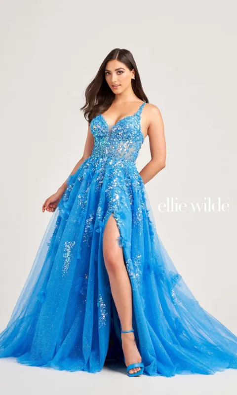 Long Glitter Prom Ball Gown EW35047 by Ellie Wilde made by ellie wilde