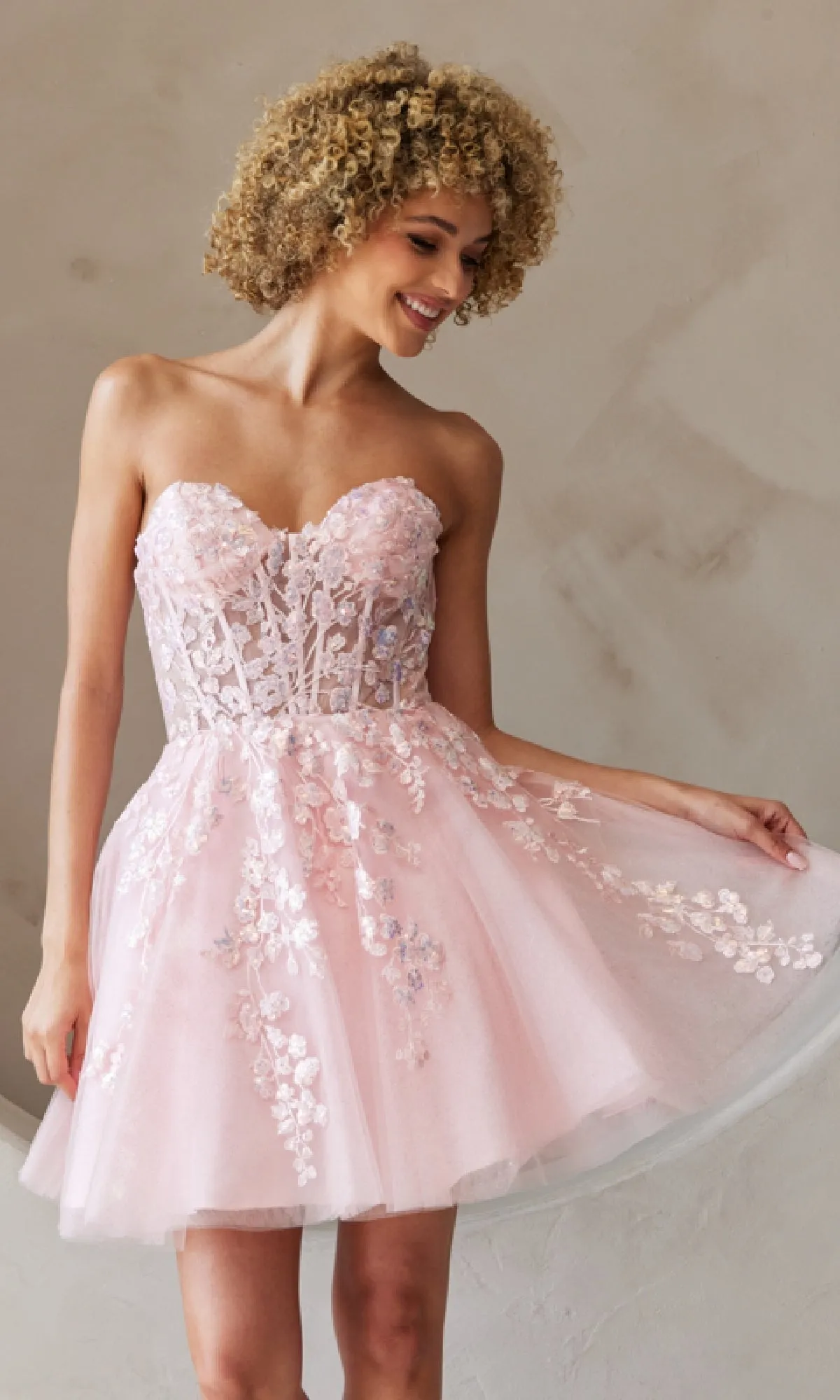 Strapless Short Pastel Homecoming Dress BZ9024S sold by PromGirl product image thumbnail 3