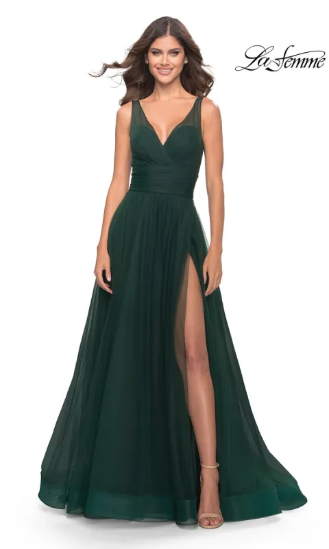 Pleated-Waist La Femme Long Prom Ball Gown 31149 sold by PromGirl