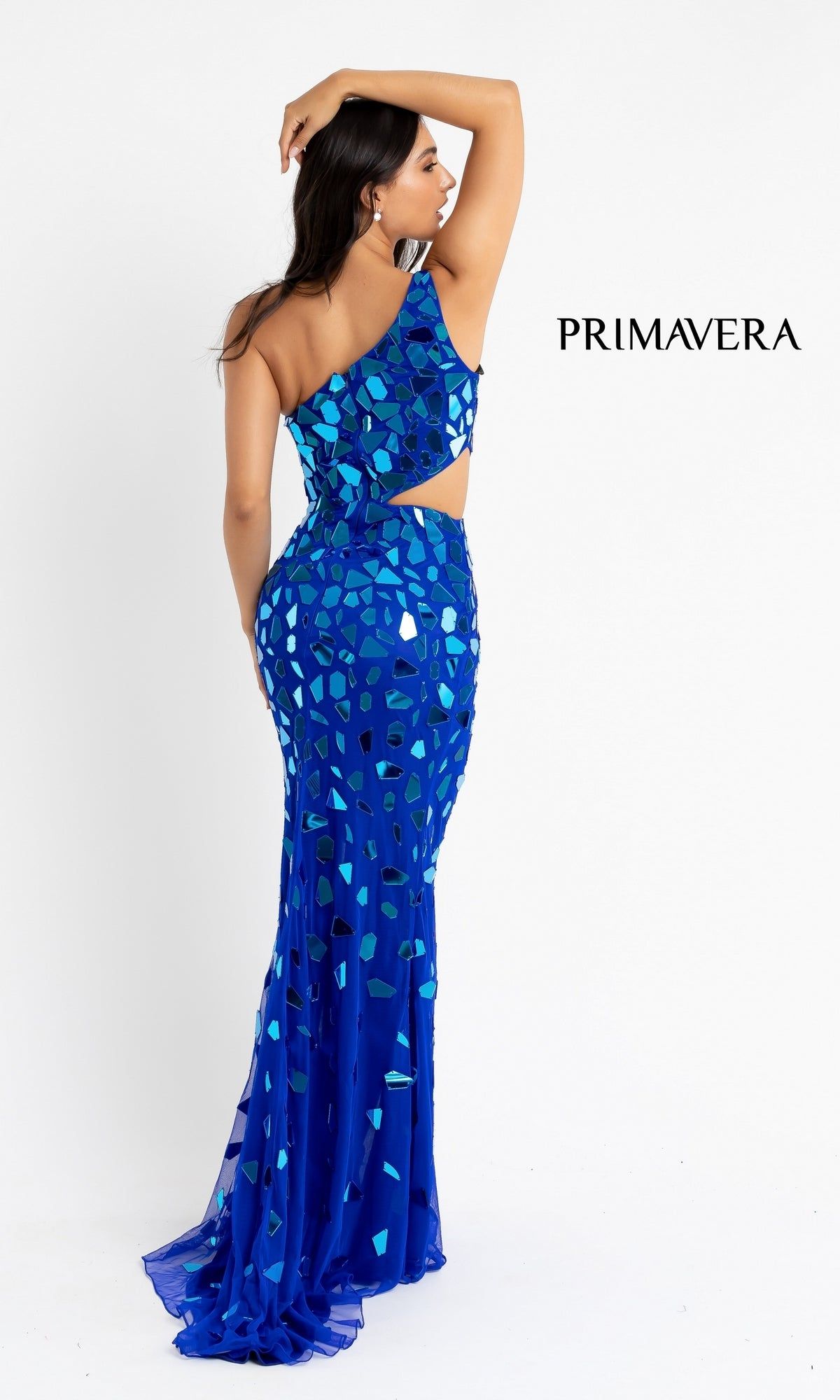 One-Shoulder Broken-Glass Long Prom Dress sold by PromGirl product image thumbnail 4