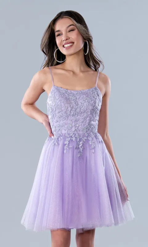 Lilac Lace-Bodice Short Homecoming Dress 22771 sold by PromGirl