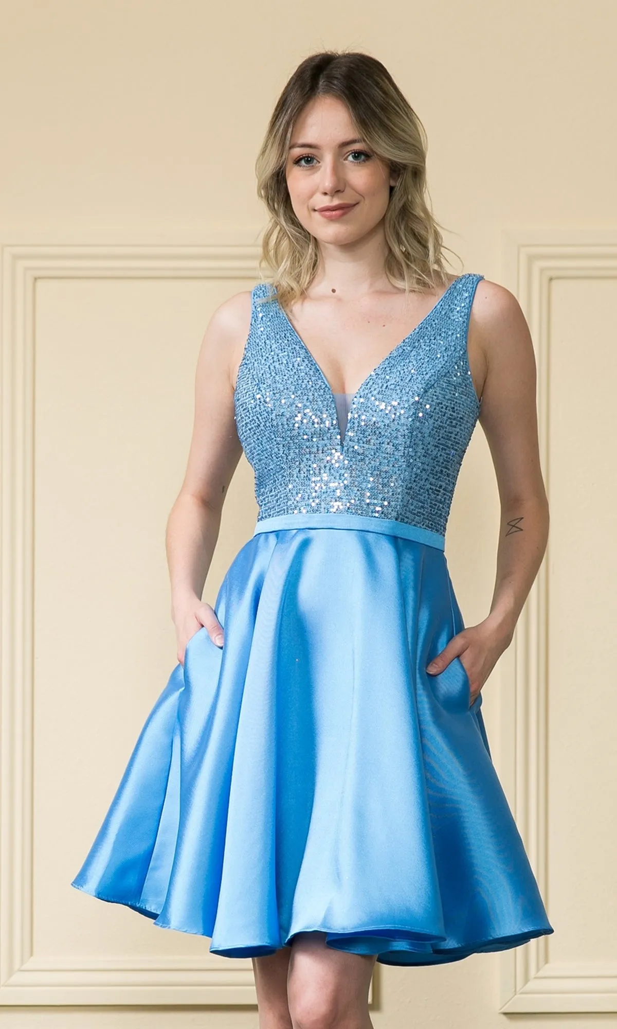 A-Line Short Homecoming Dress with Pockets - 8954 sold by PromGirl product image thumbnail 5
