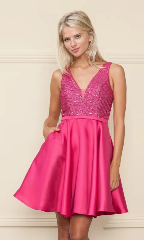A-Line Short Homecoming Dress with Pockets - 8954 sold by PromGirl