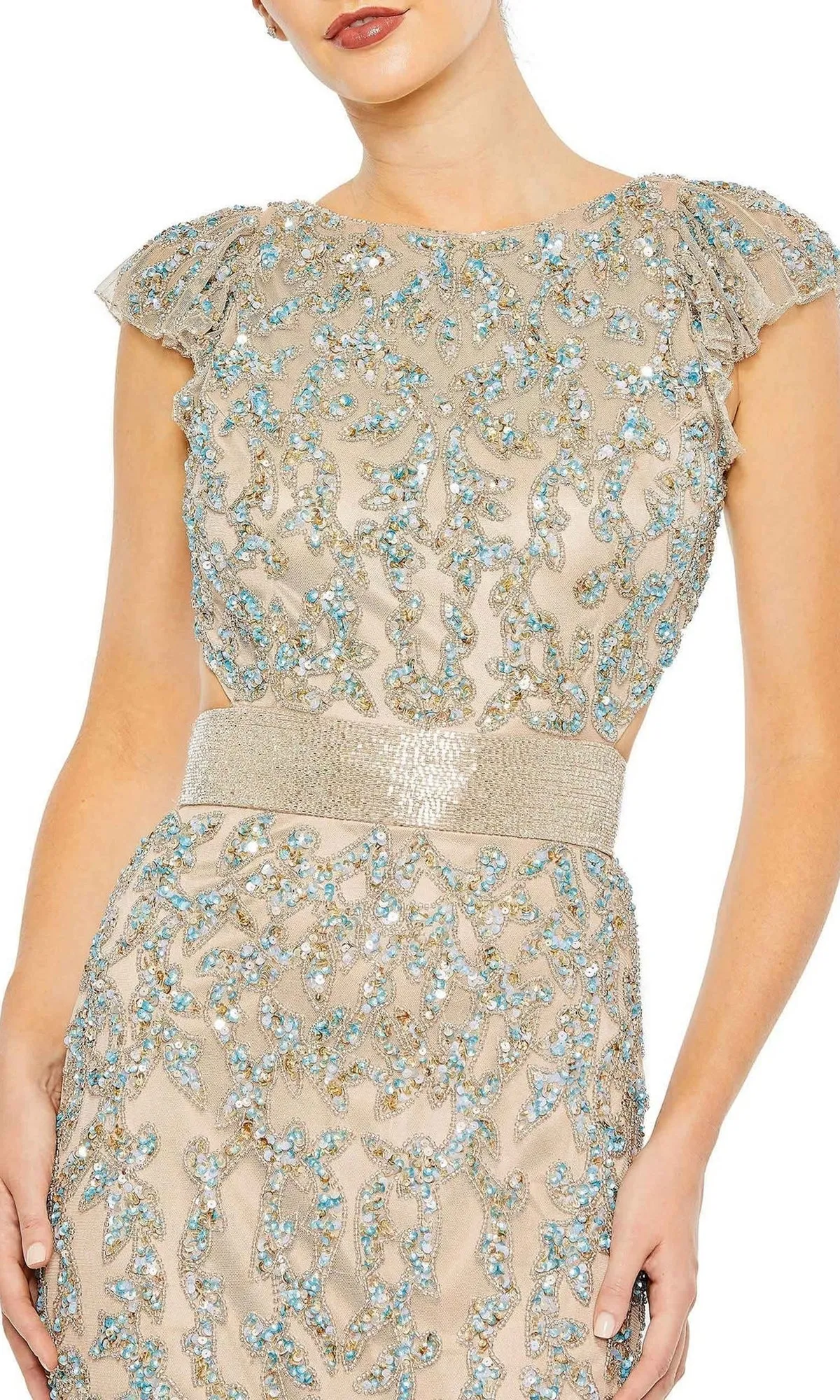 Long Nude Beaded Formal Dress: Mac Duggal 5689 sold by PromGirl product image thumbnail 4