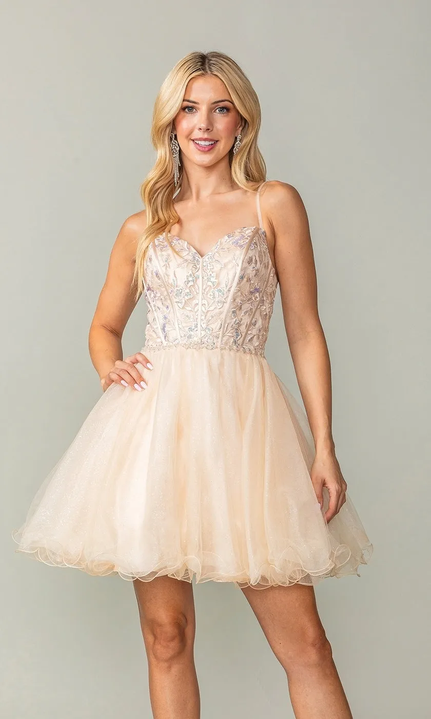 Lace-Up Short Babydoll Homecoming Dress 3352 sold by PromGirl product image thumbnail 3