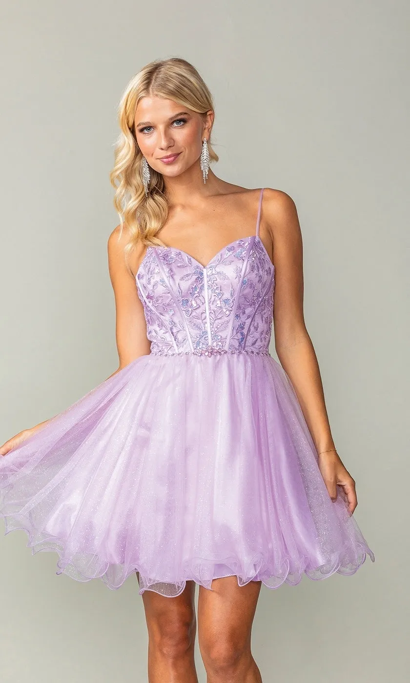 Lace-Up Short Babydoll Homecoming Dress 3352 sold by PromGirl