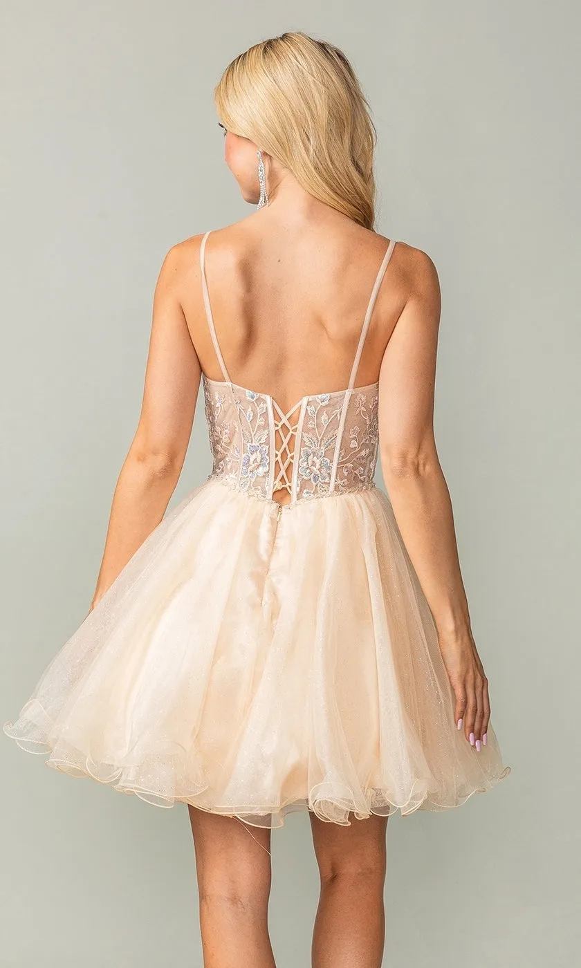 Lace-Up Short Babydoll Homecoming Dress 3352 sold by PromGirl product image thumbnail 2