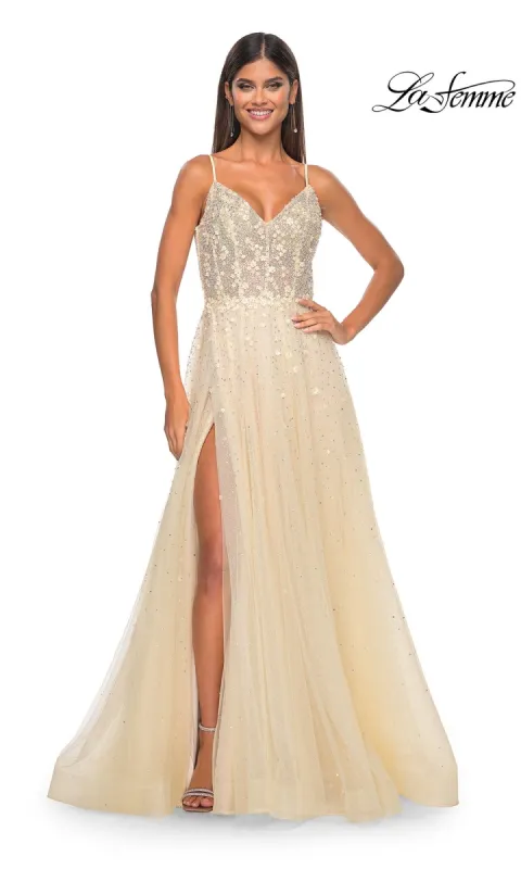 La Femme Embellished Long A-Line Prom Dress 32215 sold by PromGirl