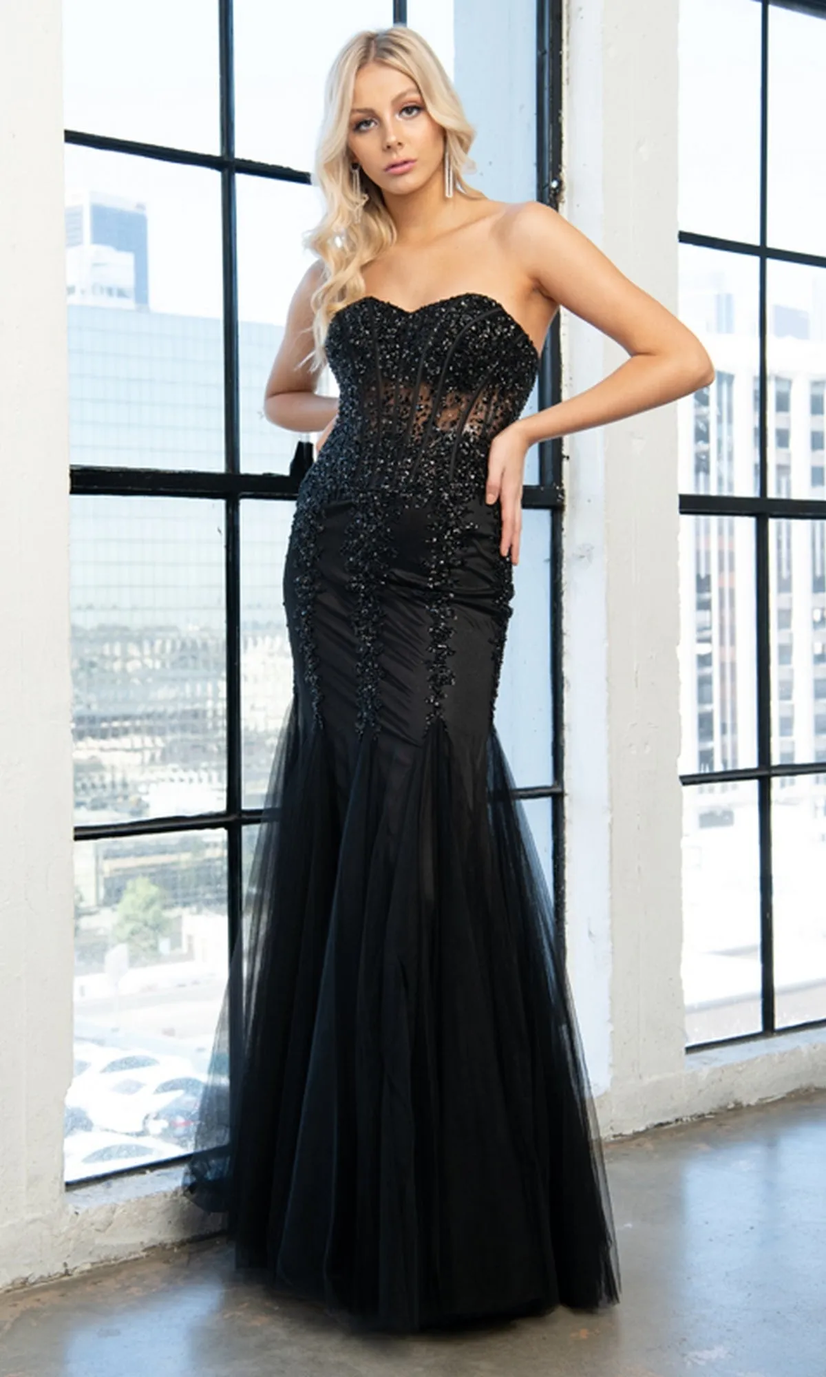Sheer-Corset Strapless Mermaid Prom Dress 774 sold by PromGirl product image thumbnail 4