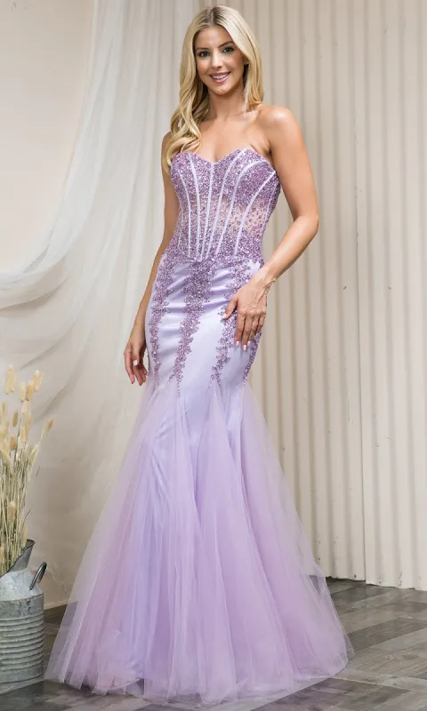 Sheer-Corset Strapless Mermaid Prom Dress 774 sold by PromGirl