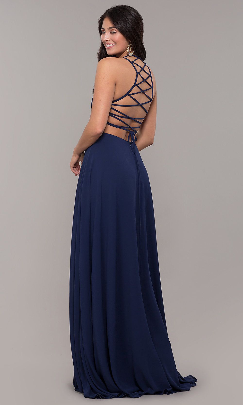 Long Chiffon Lace-Up-Back Prom Dress by Simply sold by PromGirl product image thumbnail 3