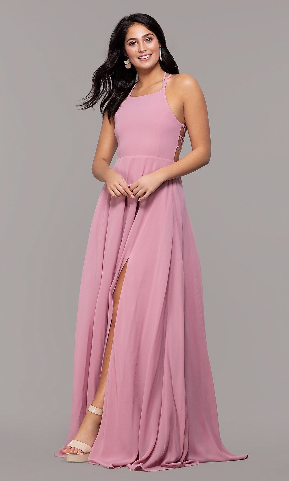 Long Chiffon Lace-Up-Back Prom Dress by Simply sold by PromGirl product image thumbnail 2