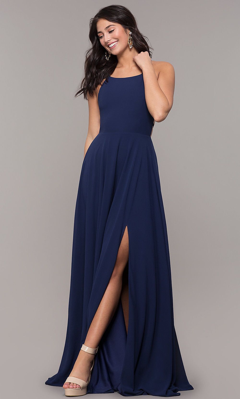 Long Chiffon Lace-Up-Back Prom Dress by Simply sold by PromGirl product image thumbnail 4