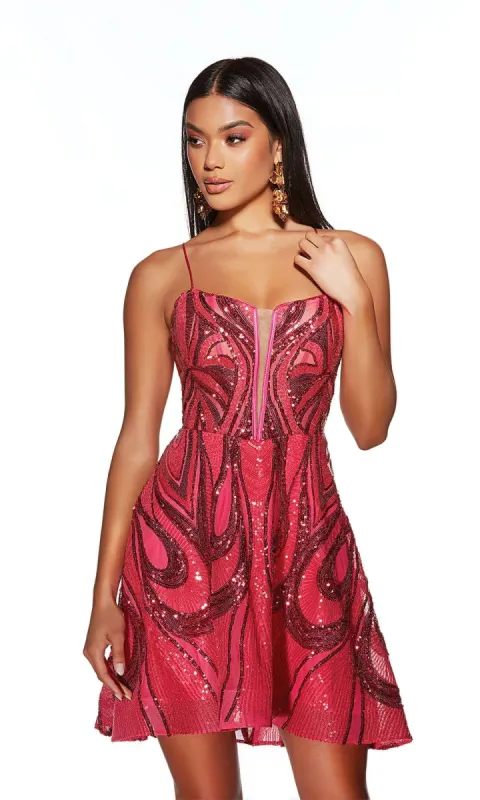 Alyce Strappy-Back Short Sequin Hoco Dress 3778 sold by PromGirl