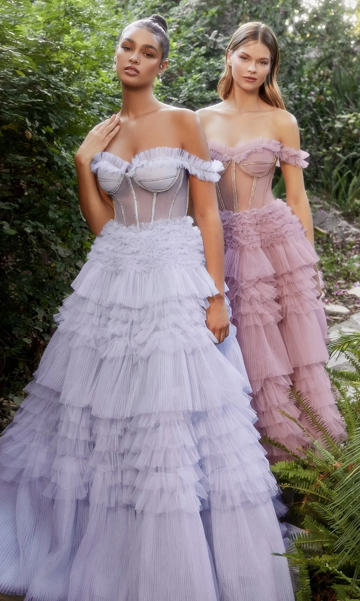 Pastel Off-the-Shoulder Ruffled Ball Gown A1150 sold by PromGirl