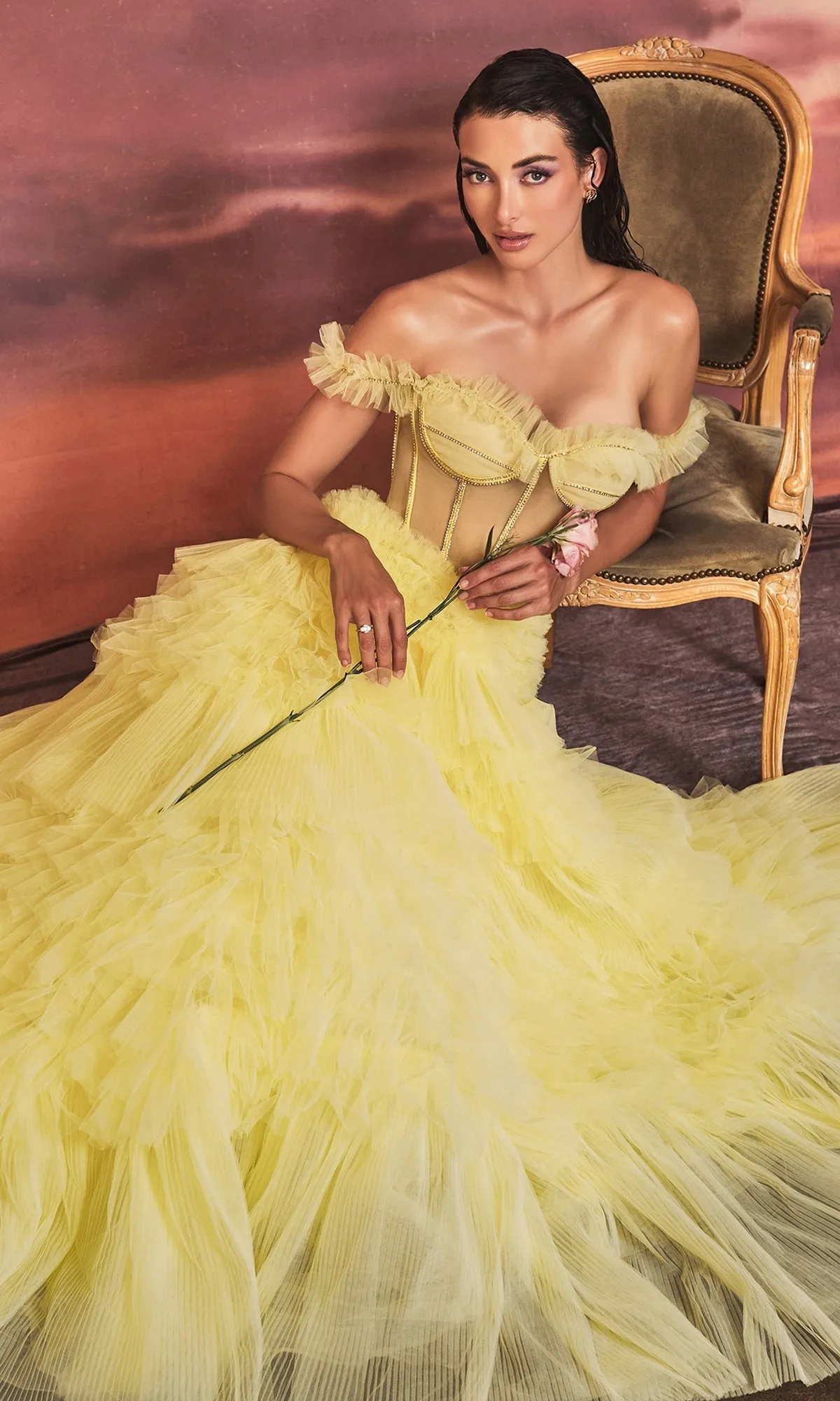 Pastel Off-the-Shoulder Ruffled Ball Gown A1150 sold by PromGirl product image thumbnail 5