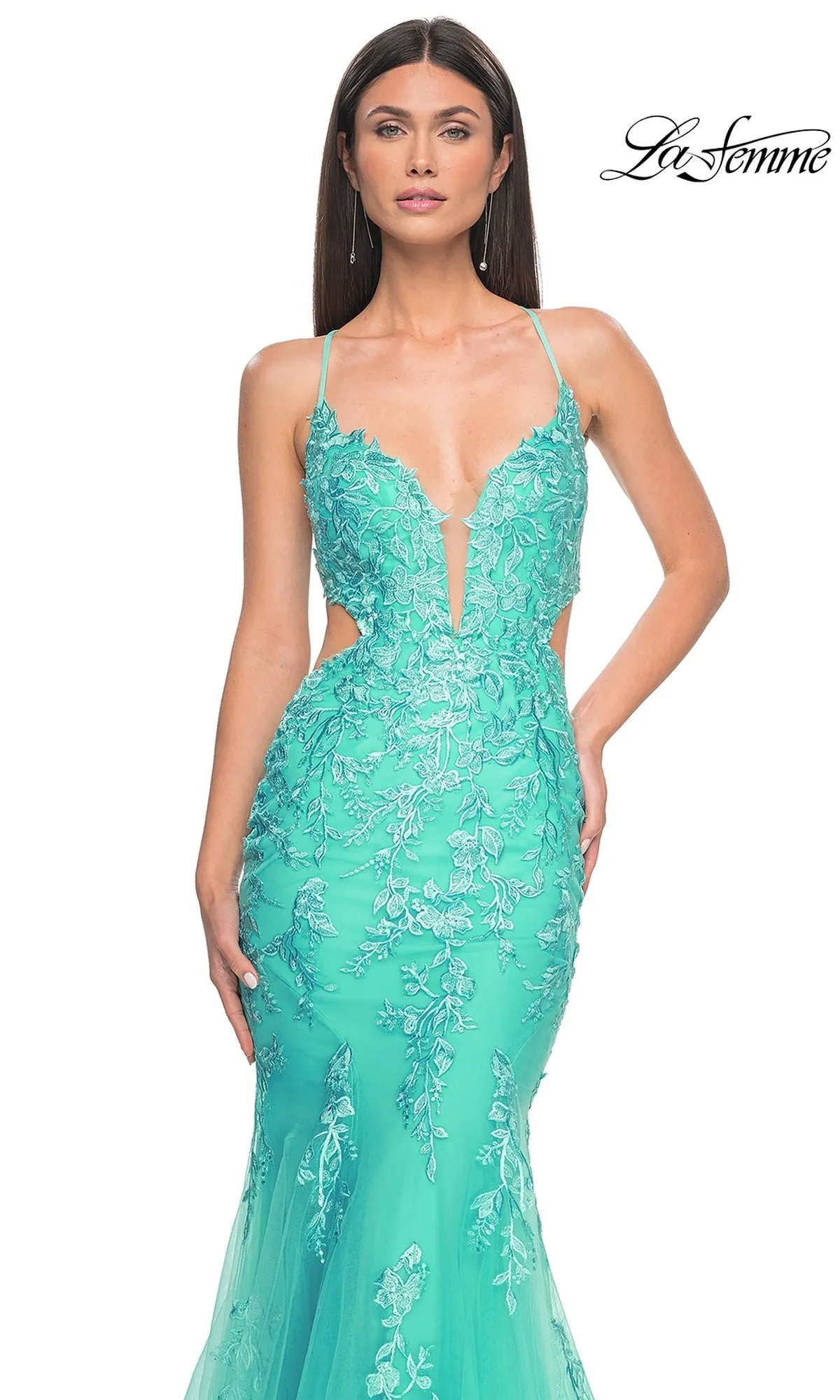 La Femme Long Lace Mermaid Prom Dress 31133 sold by PromGirl product image thumbnail 5