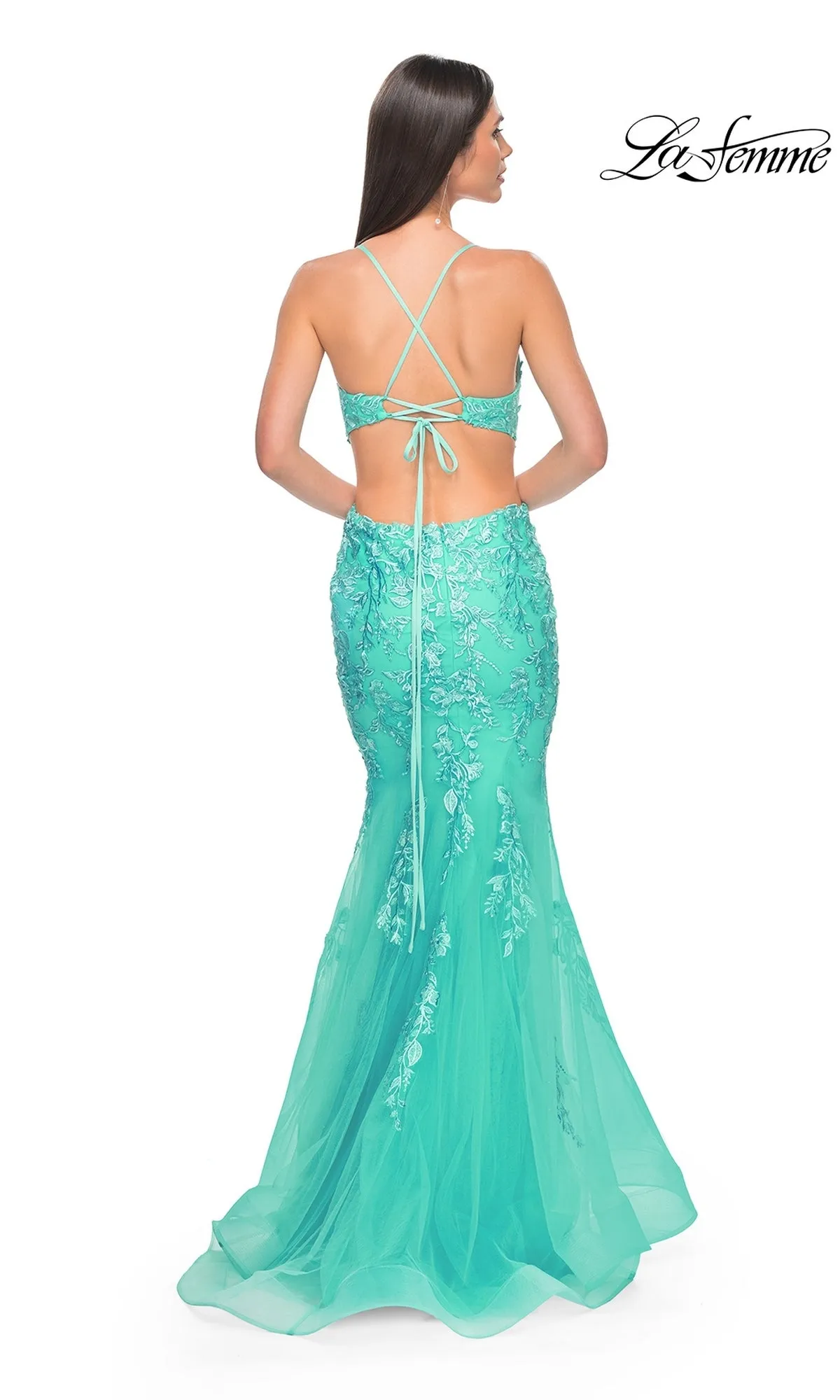 La Femme Long Lace Mermaid Prom Dress 31133 sold by PromGirl product image thumbnail 2