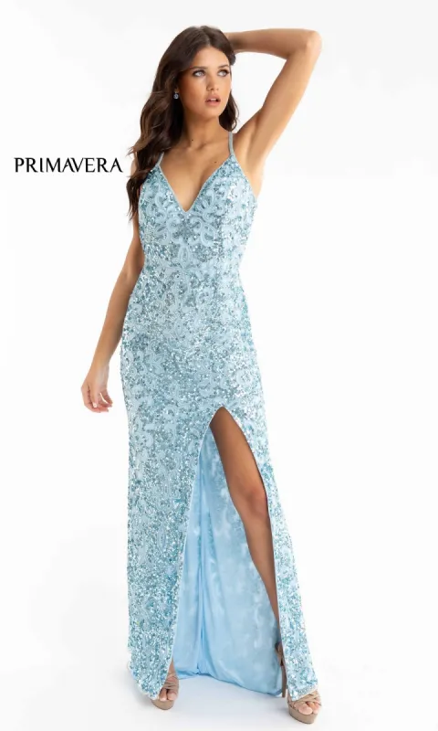 Pastel Sequin-Pattern Long Prom Dress 3295 sold by PromGirl