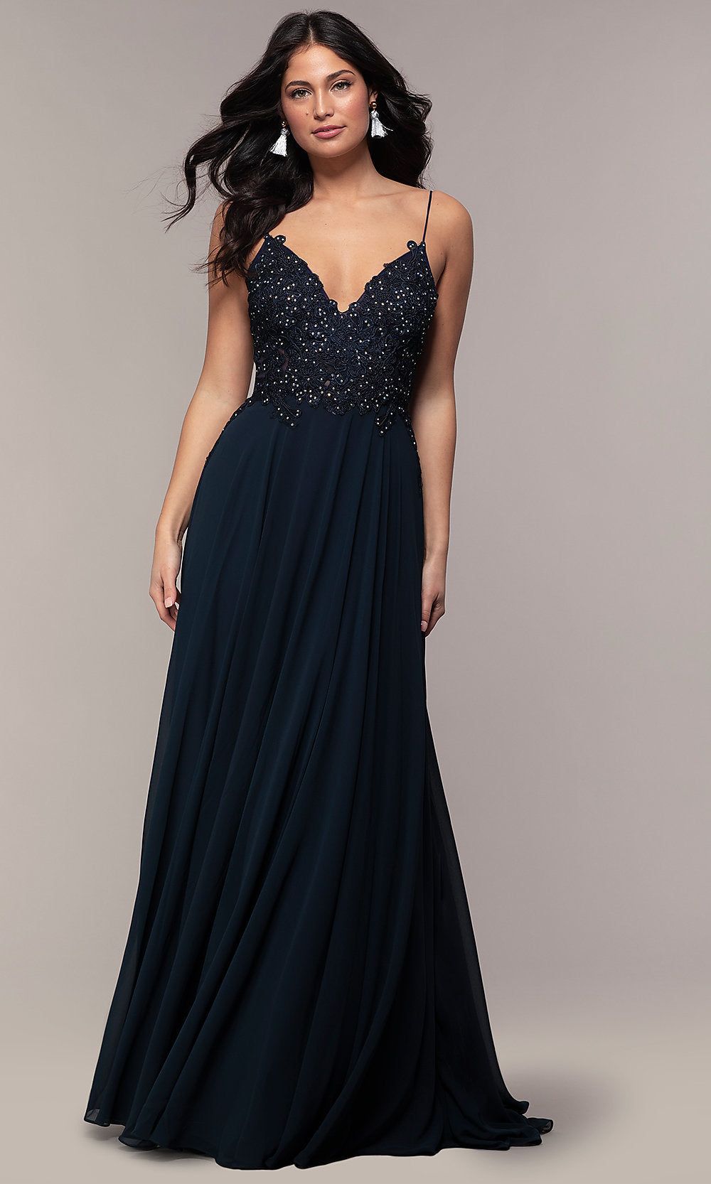 Long V-Neck Open-Back Chiffon Prom Dress by PromGirl sold by PromGirl product image thumbnail 5
