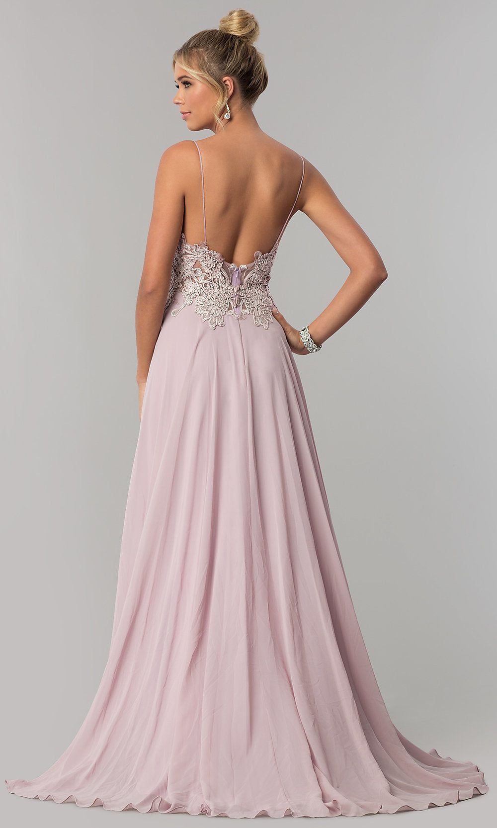 Long V-Neck Open-Back Chiffon Prom Dress by PromGirl sold by PromGirl product image thumbnail 2