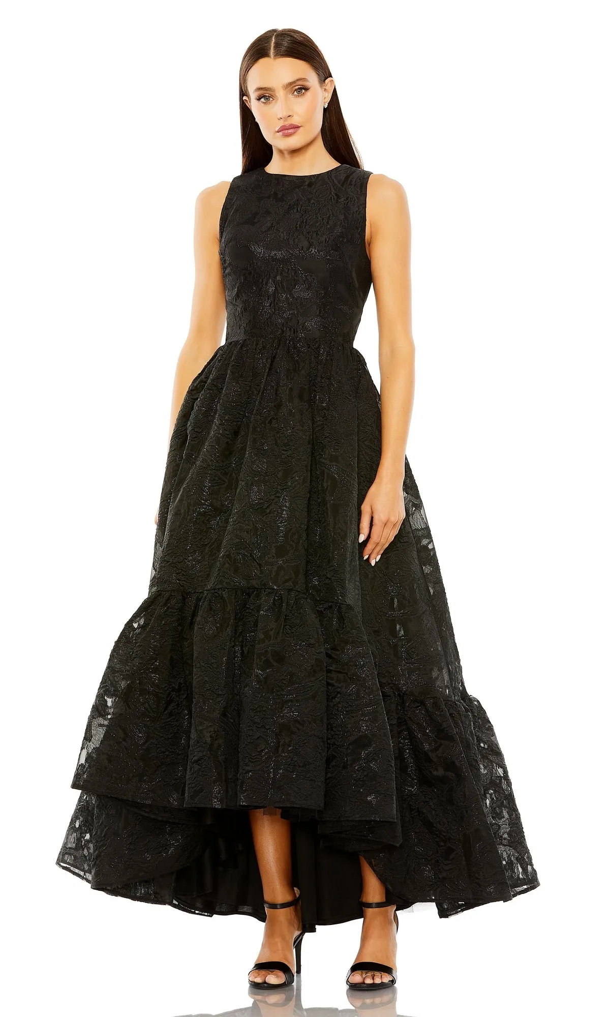 Brocade High-Low Formal Dress: Mac Duggal 20714 sold by PromGirl
