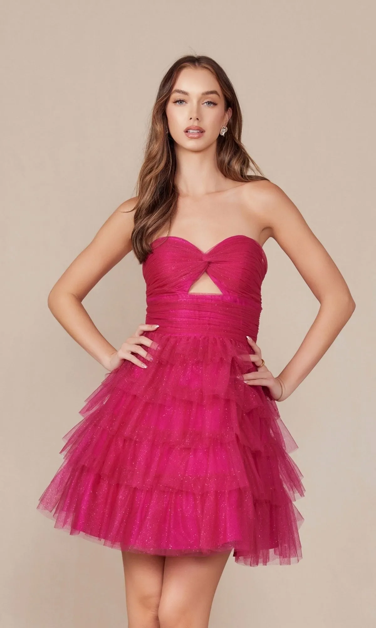 Strapless Short Ruffled Homecoming Dress A827 sold by PromGirl product image thumbnail 4