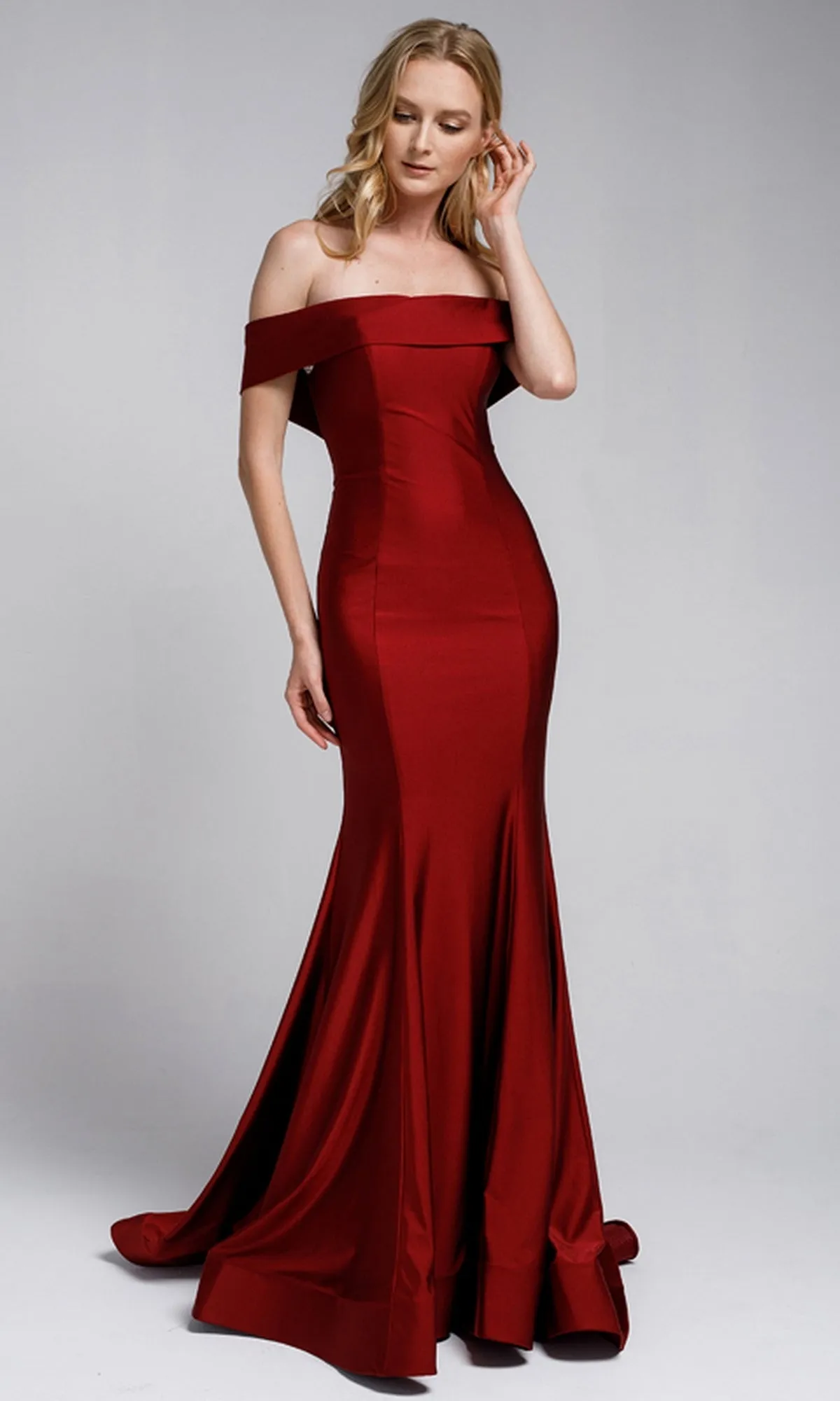 Sleek Simple Off-the-Shoulder Long Prom Dress 373 sold by PromGirl product image thumbnail 5