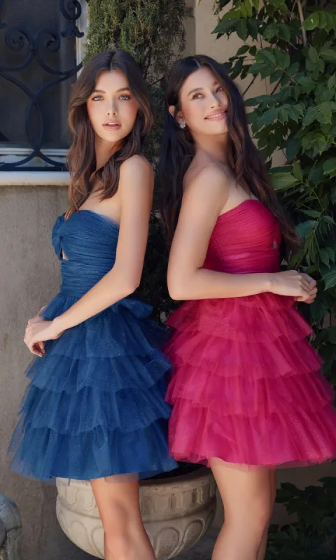 Strapless Short Ruffled Homecoming Dress A827 sold by PromGirl