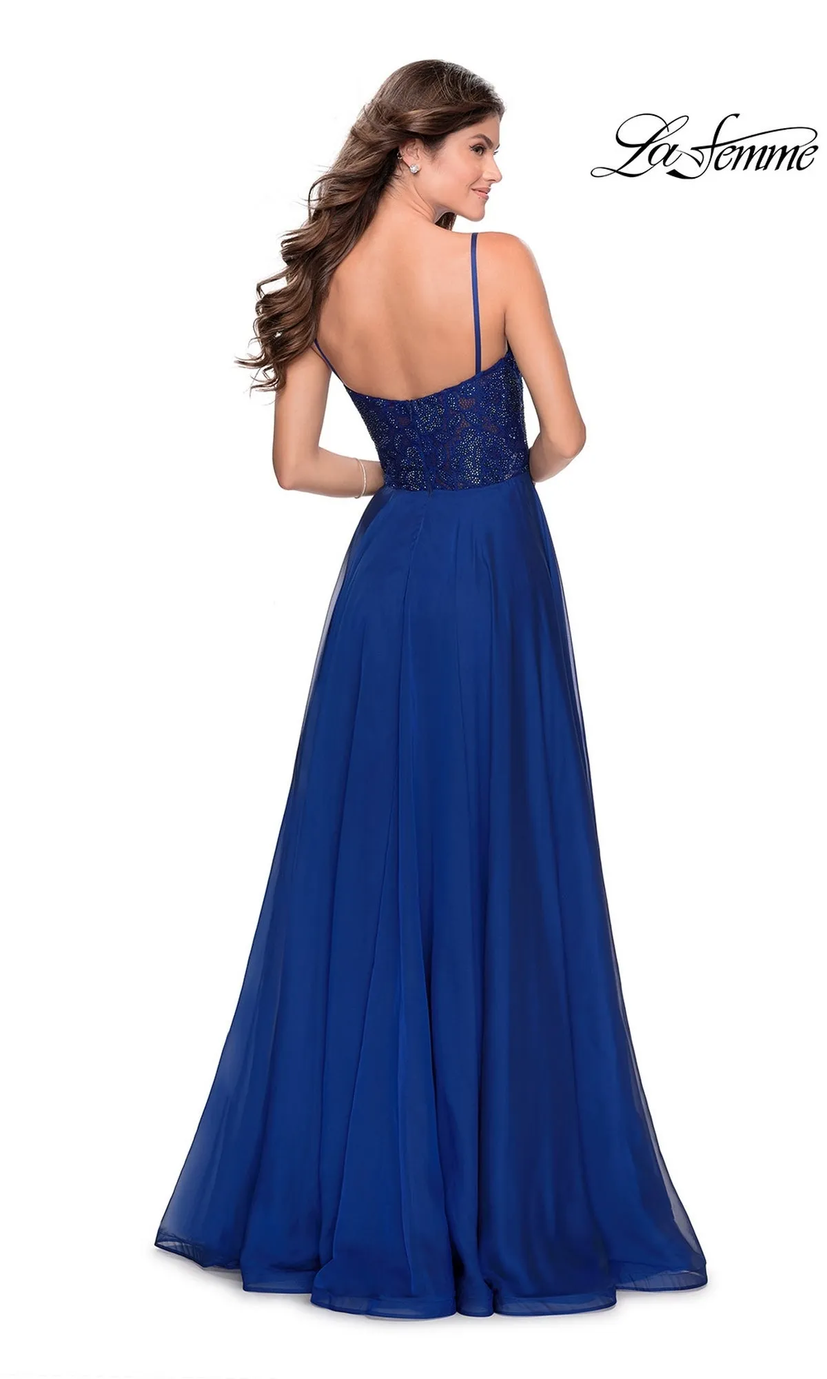 La Femme Sheer-Lace-Bodice Long Prom Dress 28664 sold by PromGirl product image thumbnail 2