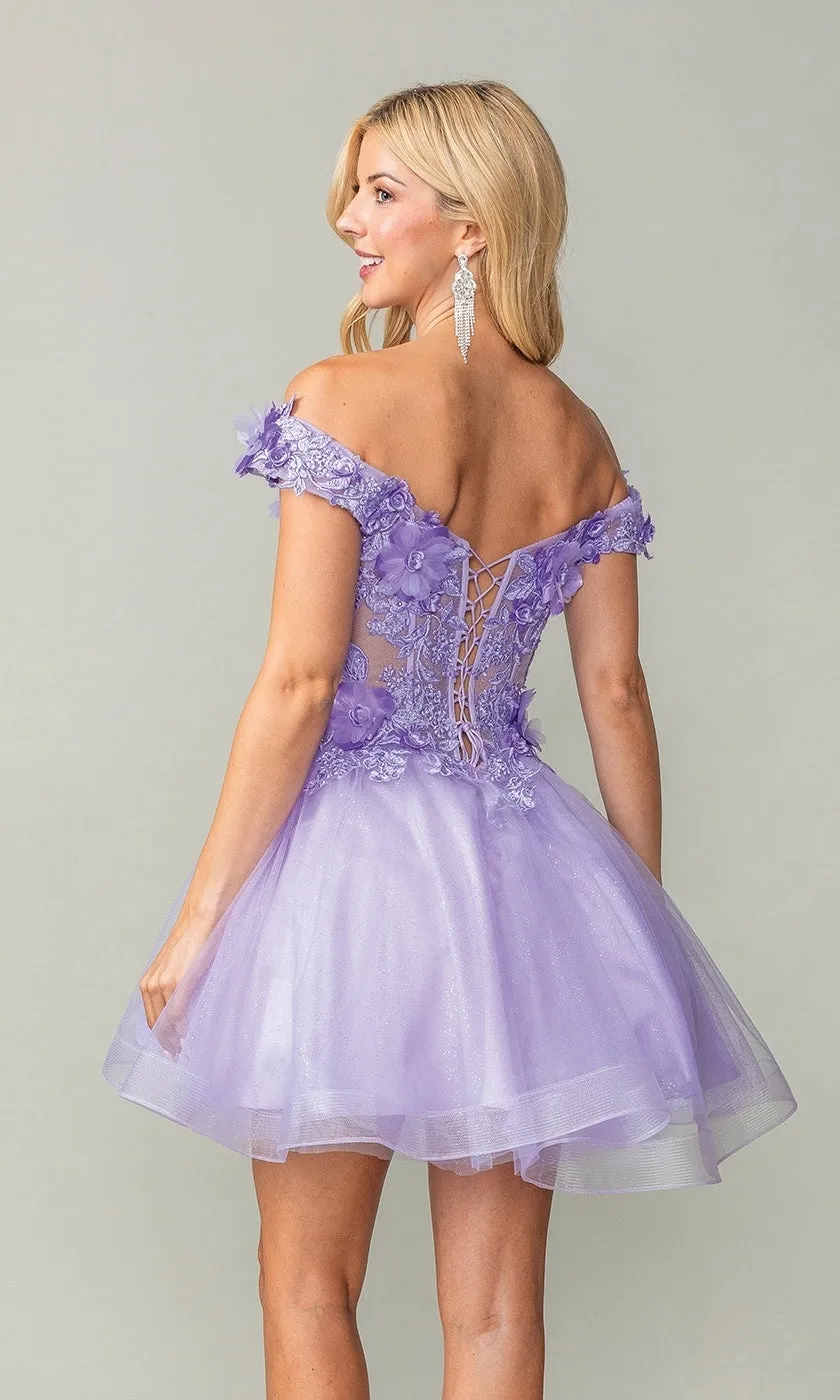 Off-the-Shoulder Short Babydoll Hoco Dress 3344 sold by PromGirl product image thumbnail 2